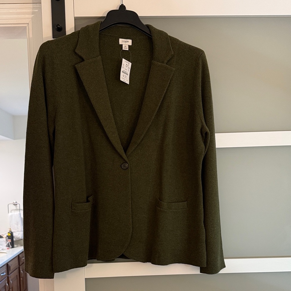 J Crew Women's Knit Olive Blazer size XL